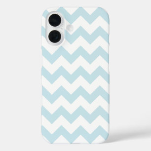 All Over Chevron Print White and Pale Powder Blue iPhone 16 Case