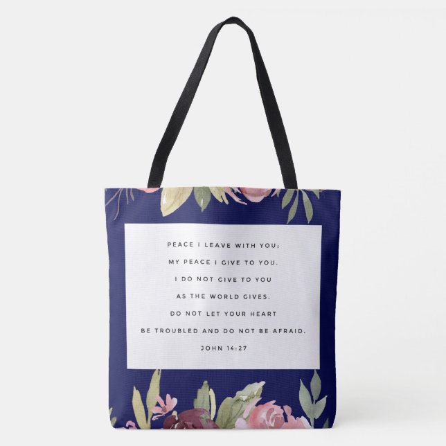 All Over Christian Scripture Design Tote Bag (Front)