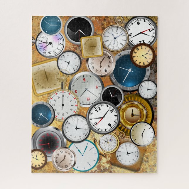 All Over Clocks and Watches Design Jigsaw Puzzle (Vertical)