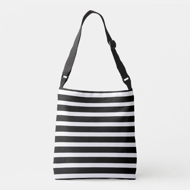 All Over Cross Body Tote - Black Stripe (Back)
