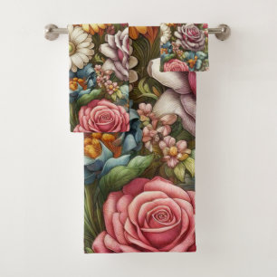 All Over Floral Design Bath Towel Set