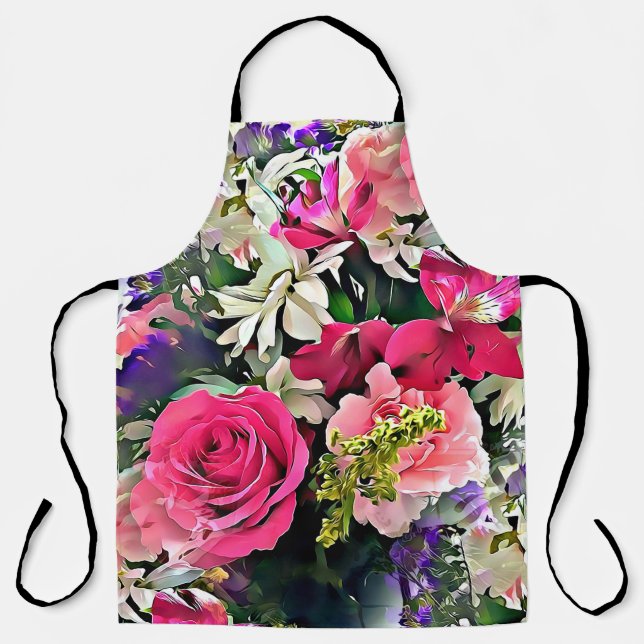All-Over Floral Tropical Flower Print Apron (Front)