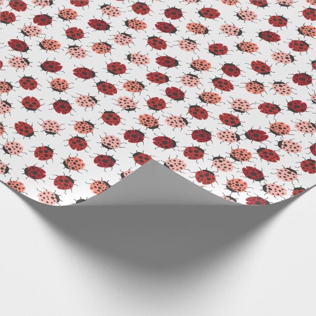 All Over Ladybugs Pink & Red Wrapping Paper (Corner)