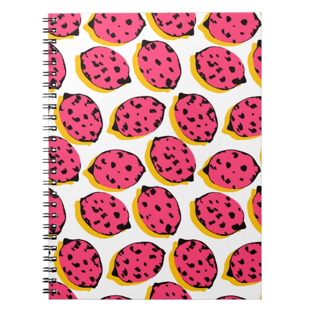 all over lemon pattern vintageabstract, art, backg notebook (Front)