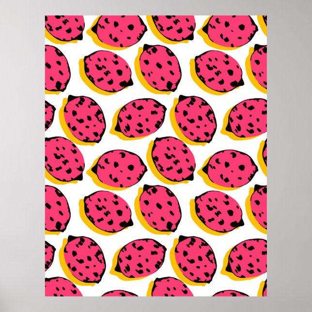 all over lemon pattern vintageabstract, art, backg poster (Front)