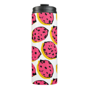 all over lemon pattern vintageabstract, art, backg thermal tumbler