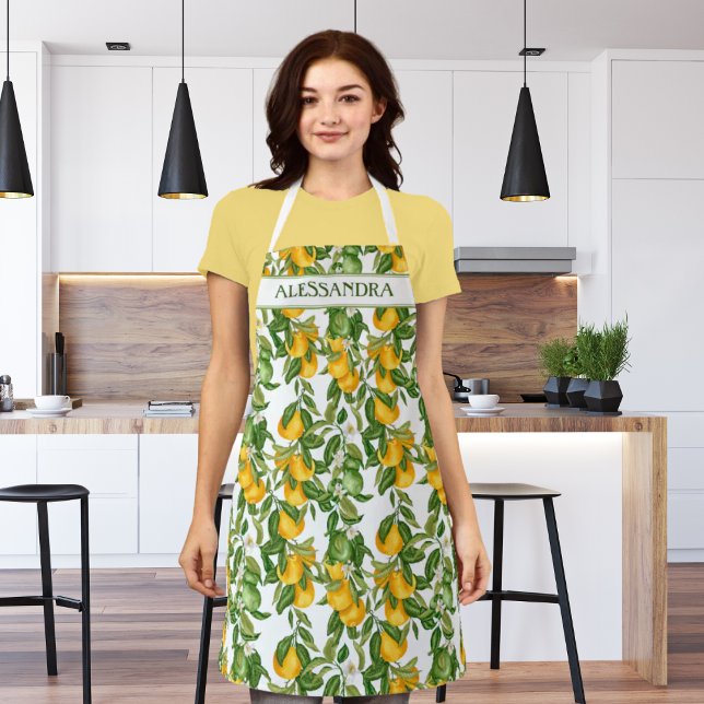 All-over Lemons Pattern Personalised Kitchen  Apron (Creator Uploaded)