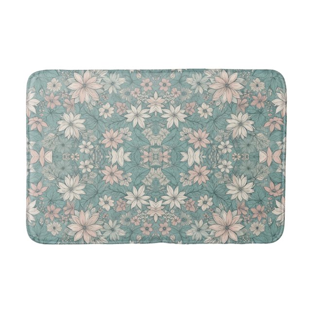All Over Light Floral Design Bath Mat (Front)