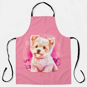 All-Over Pink on Pink Puppy Love Kitchen Apron