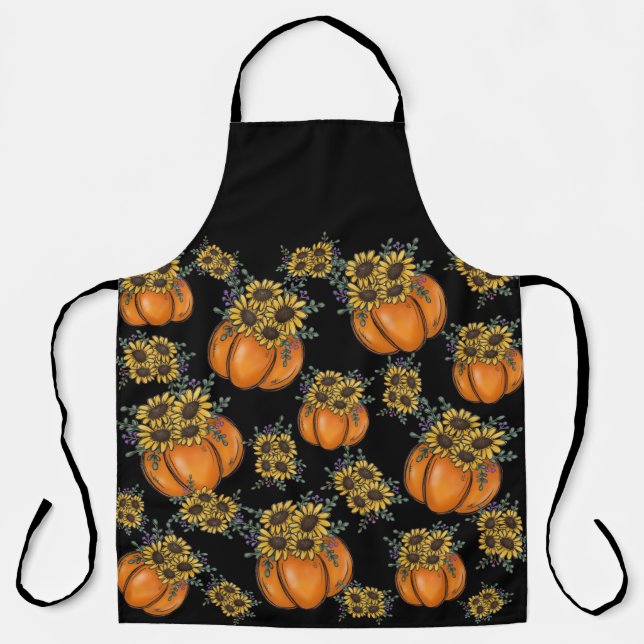 All-Over Print Apron Citrouille Avec tournesol (Front)