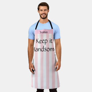 All Over Print Apron Keep it Handsome Pink Stripe