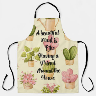 All-Over Print Apron, Large with Plant Quote Apron