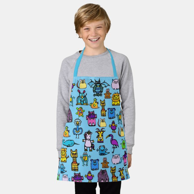 All-Over Print Apron - Light Blue (Worn)