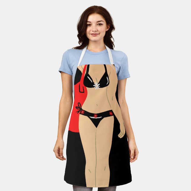 All-Over Print Apron, Medium bikini black Apron (Worn)