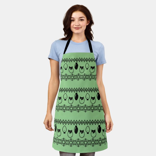 All-Over Print Apron Old Time Xmas Pattern (Worn)