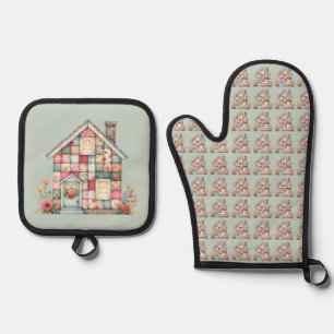 All-Over Print Apron Oven Mitt & Pot Holder Set