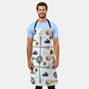 All Over Print Apron Spoons Vintage 