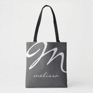 all-over-print Grey Medium Tote bag with name