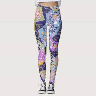 All-Over-Print Leggings Japanese Hand fan Design