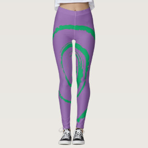 All Over Print Leggings with Green Twirl