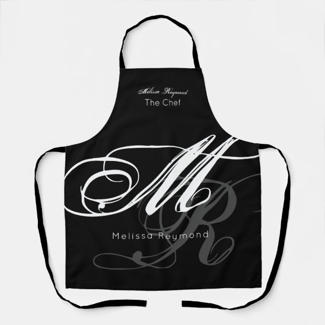 all-over-print monogram black apron (Front)