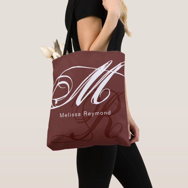 all-over-print Monogram Fired-Brick Brown Colour Tote Bag (Close Up)
