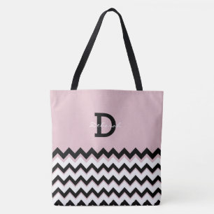 all-over-printed tote with chevron stripes + name bag