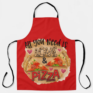 All-Over Red All You Need Love Pizza Kitchen Apron