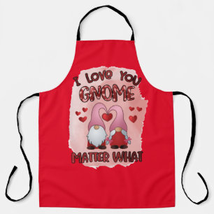 All-Over Red I Love You Gnome Kitchen Apron