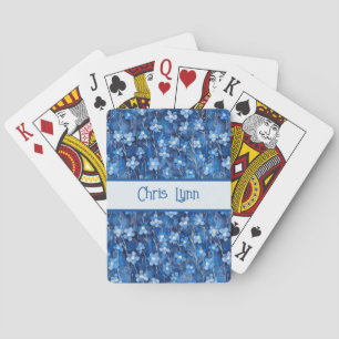 All Over Shades of Blue Floral Pattern Playing Cards
