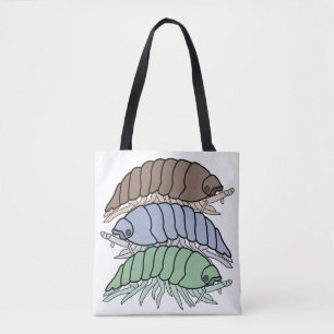 All-Over Tote - 3 Pill Bugs (white) Bag