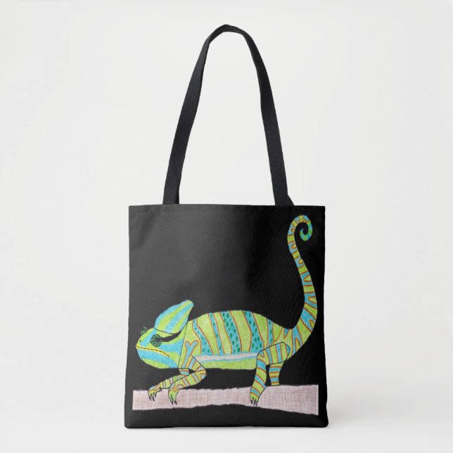 All-Over Tote - Green Chameleon (black) Bag (Front)