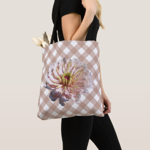All-Over Tote - Palest Pink Zinnia on Lattice