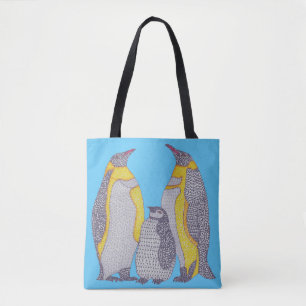 All-Over Tote - Penguin Family (light blue) Bag