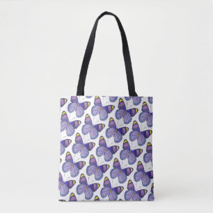 All-Over Tote - Purple Butterfly (pattern white) Bag