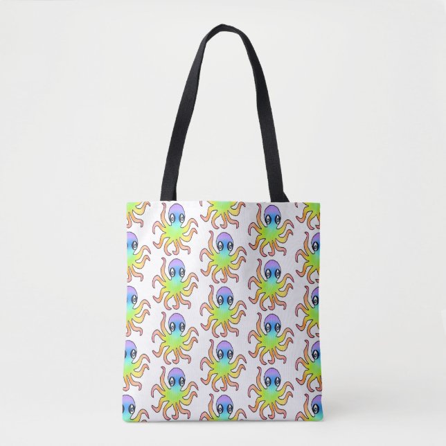 All-Over Tote - Rainbow Octopus (pattern white) Bag (Front)