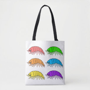 All-Over Tote - Rainbow Pill Bugs (white) Bag