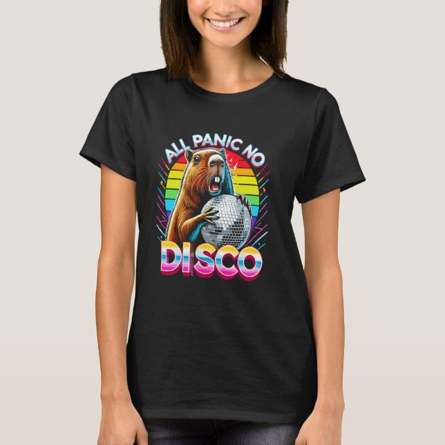 All Panic No Disco Capybara Funny Screaming Capyba T-Shirt (Front)