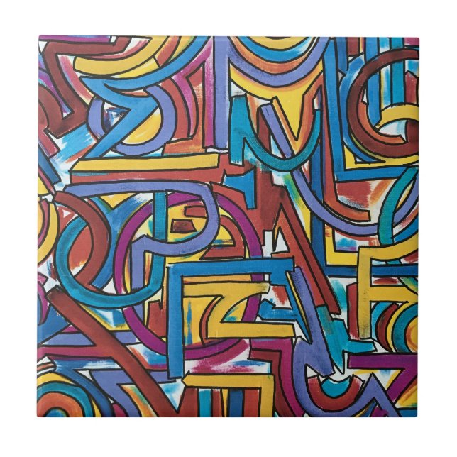 All Paths Go There-Hand Painted Abstract Art Tile (Front)