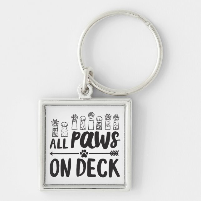 All Paws on Deck-Vert Famous Dog Quotes Foster Dog Key Ring (Front)
