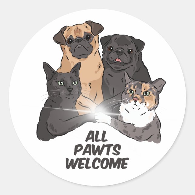 All Pawts Welcome Classic Round Stickers (Front)