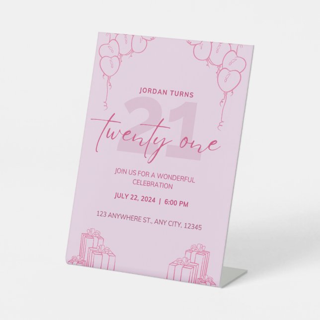 All Pink Birthday Pedestal  Sign (Front)