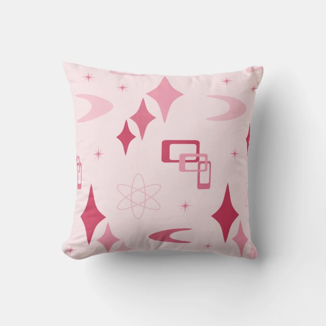 All Pink Mid Century Modern Atomic, Boomerangs Cushion (Front)