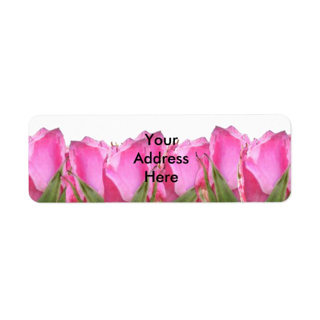 All Pink Rose Bud Return Address Label (Front)