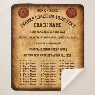 All Player's Names on Basketball Coach Gift Ideas Sherpa Blanket