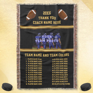All Players Names,  Photo on Football Coach Gifts Throw Blanket
