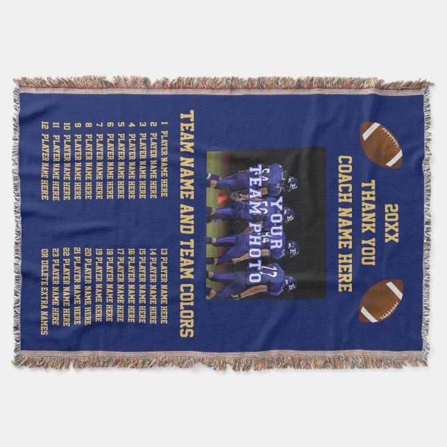 All Players Names Your Colours Football Coach Throw Blanket (Front)