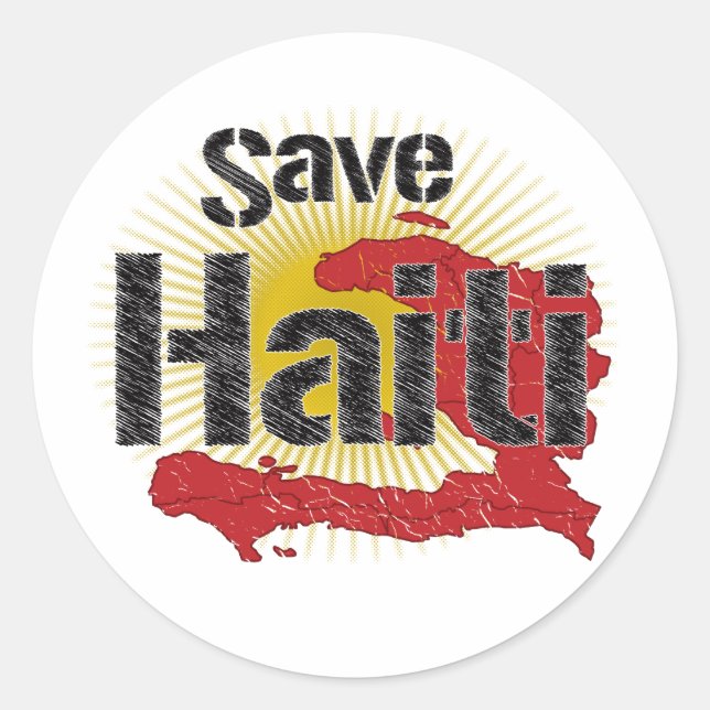 ALL Proceeds go to RED CROSS - Save Haiti Classic Round Sticker (Front)