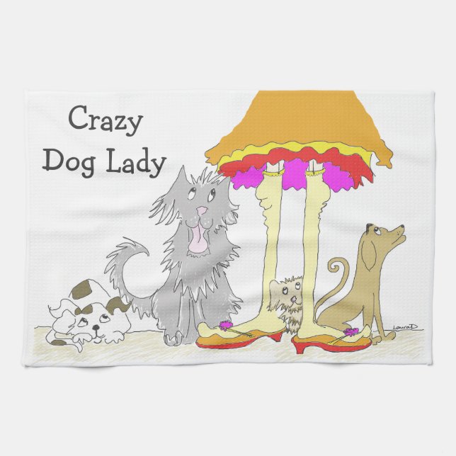 All Proceeds to Animal Charity Crazy Dog Lady Tea Towel (Horizontal)