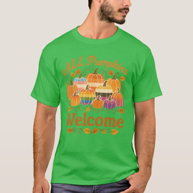 All pumpkins welcome - Feminist Gift Flags T-Shirt (Front)